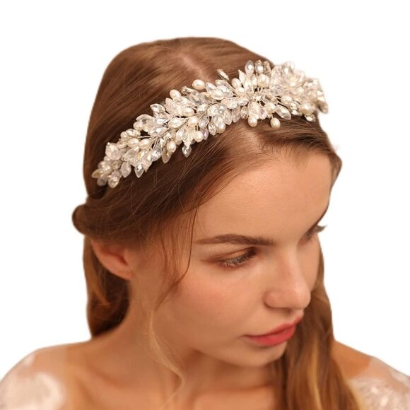 Accessories - Rhinestone Pearl Wedding Tiara Headband Bridal Hair Accessories for Women